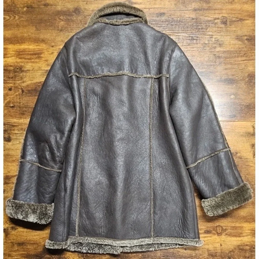 UA Utex Design Full Brown Genuine‎ Leather/Shearling Coat Size Medium
